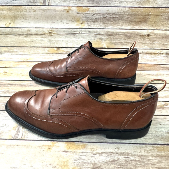 Allen Edmonds Mens Cognac Brown Leather Wigtip Lace Up Oxford Shoes 13B main image 8